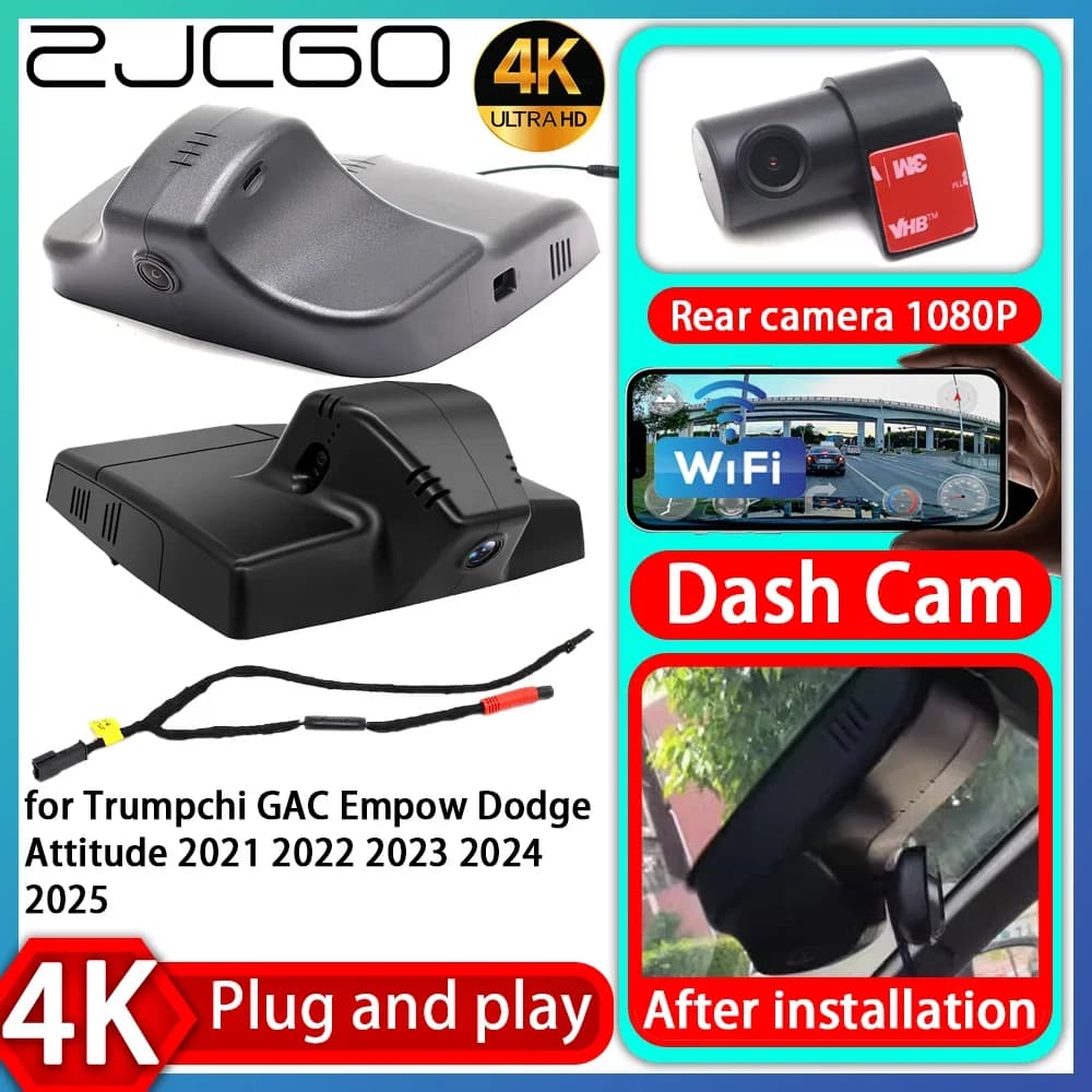Camera DVR UHD 4K 2160P Plug and Play for Auto, Video Recorder for Trumpchi GAC Empow Dodge Attitude 2021 2022 2023 2024 2025