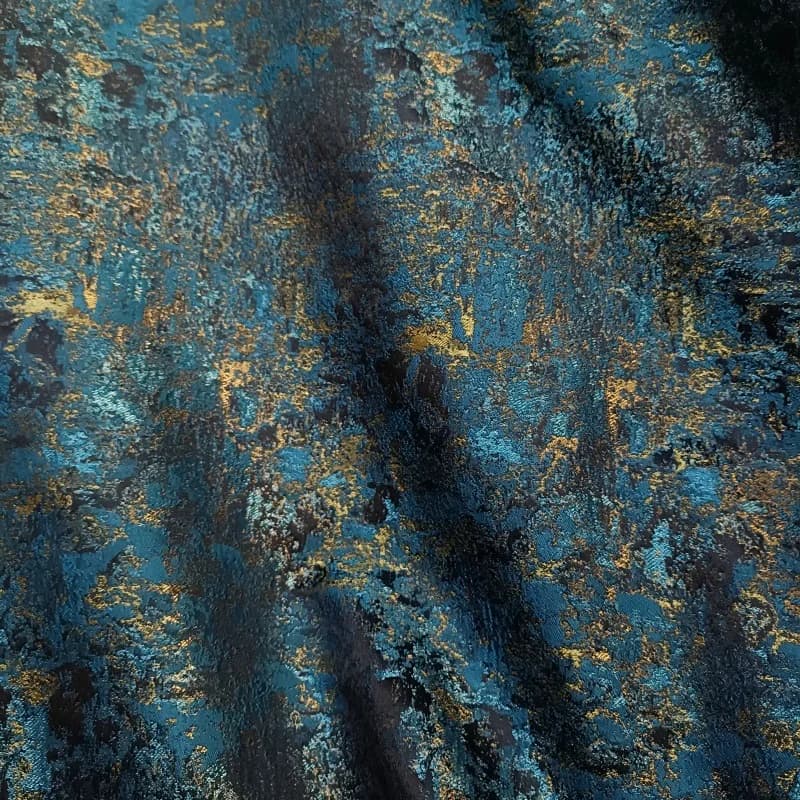 High-grade Retro Blue Green Gold-plated Texture Jacquard Fabric Skirt Cheongsam Dress Coat Decorative Fabric Material