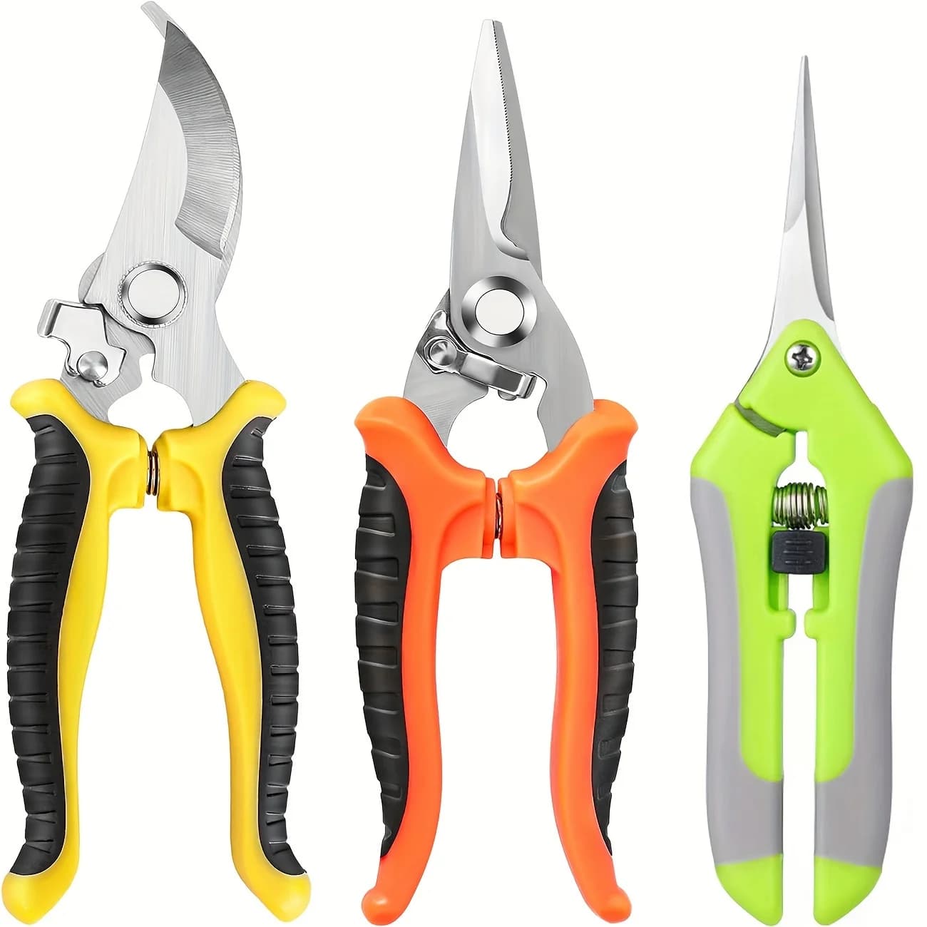Set cesoie da potatura da giardino - Forbici da giardinaggio professionali in acciaio inossidabile con manici ergonomici antiscivolo, risparmio di manodopera