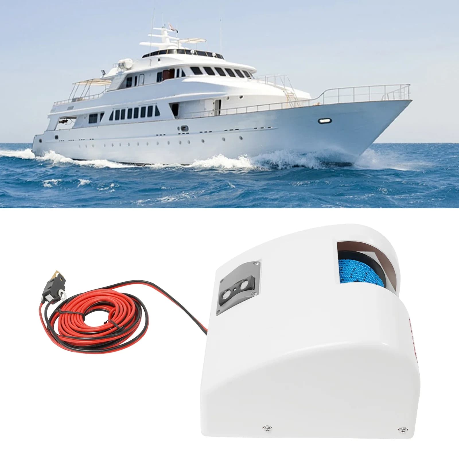 Verricello per ancoraggio elettrico per barche Kit verricello per barche per acqua salata marina 12V con telecomando per ancoraggio cadente