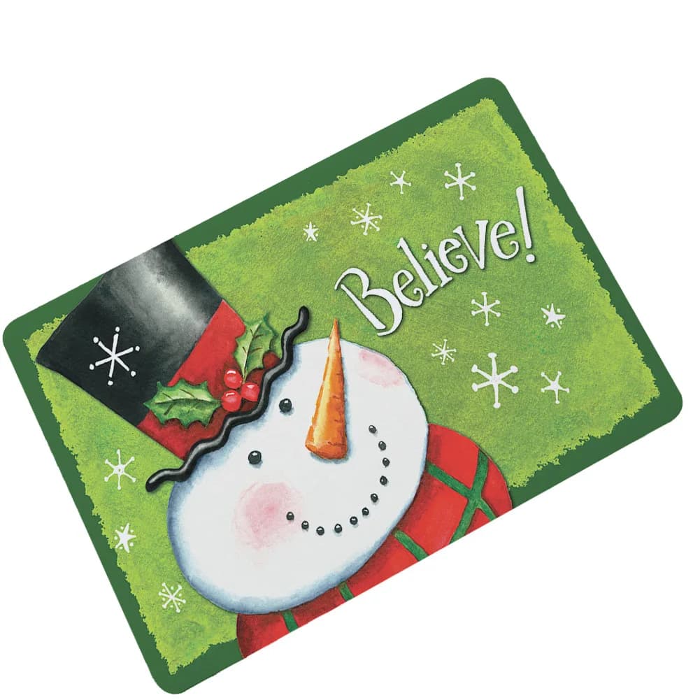 Natale Credere Zerbino Pupazzo di neve, Supporto in gomma Antiscivolo Tappetino per porta d'ingresso esterno Tappeti decorativi personalizzati