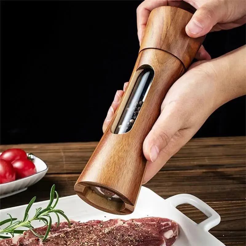 BHTS-Pagoda Acrylic Pepper Mill Sets With Manual Wooden Salt& Pepper Grinders And Core Spice Shaker Tools