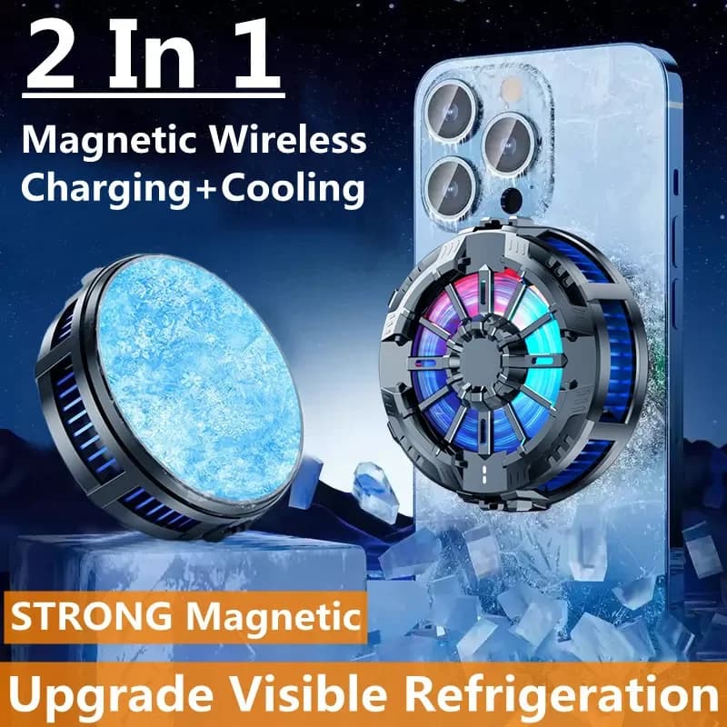 Caricatore wireless magnetico Clip posteriore per telefono Coooler Ventola Radiatore Luce RGB per Magsafe iPhone 16 15 14 13 12 Pro Max Ricarica rapida