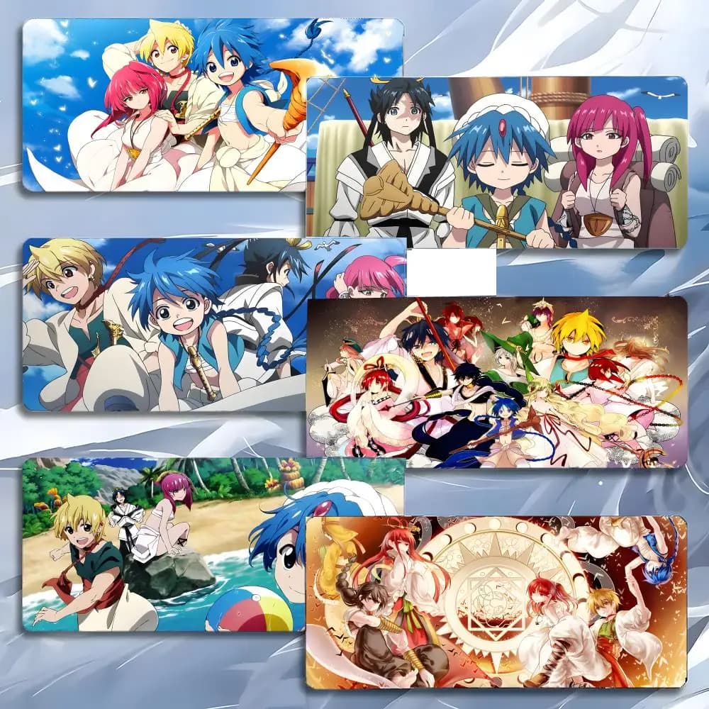 Tappetino per mouse MAGI anime fantasy M-Magi The Labyrinth of Magic, tappetino per mouse grande da gioco con bordi rinforzati, tappetino da scrivania per PC