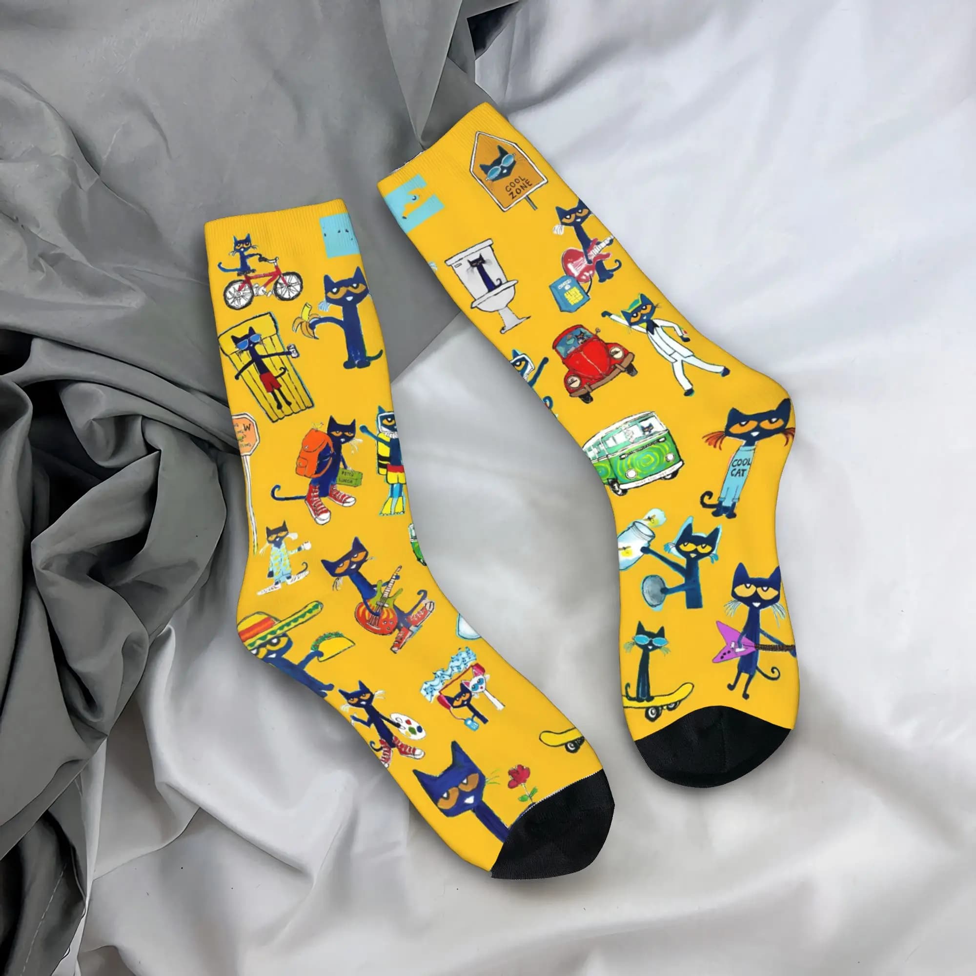 Pete The Cat I Love My White Shoes Cool Stockings Men Socks Soft Gothic Socks Winter Climbing Non Slip Socks Birthday Gift