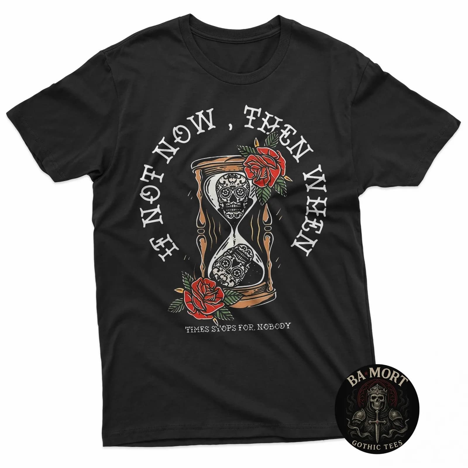 T-shirt con stampa vintage di teschi When Not Now