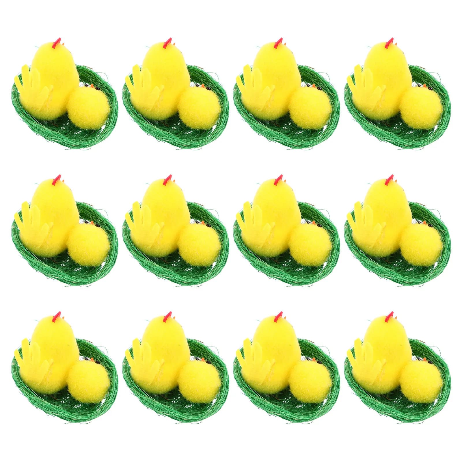 Set di 12 Pulcini Realistici Mini, Ornamenti Morbidi a Forma di Animale, Gadget per Feste di Pasqua, Decorazioni per la Cameretta dei Bambini, Pulcino Giallo di Peluche