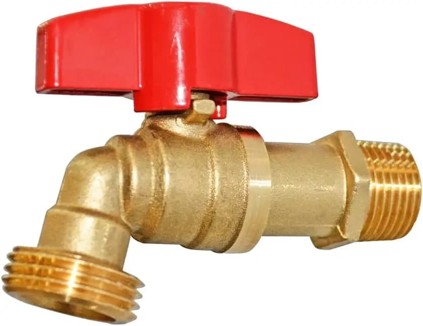 Rubinetto da Esterno in Ottone con Valvola a Sfera 1/2" MNPT x 3/4" GHT, Senza Piombo, Valvola di Arresto per Tubo da Giardino