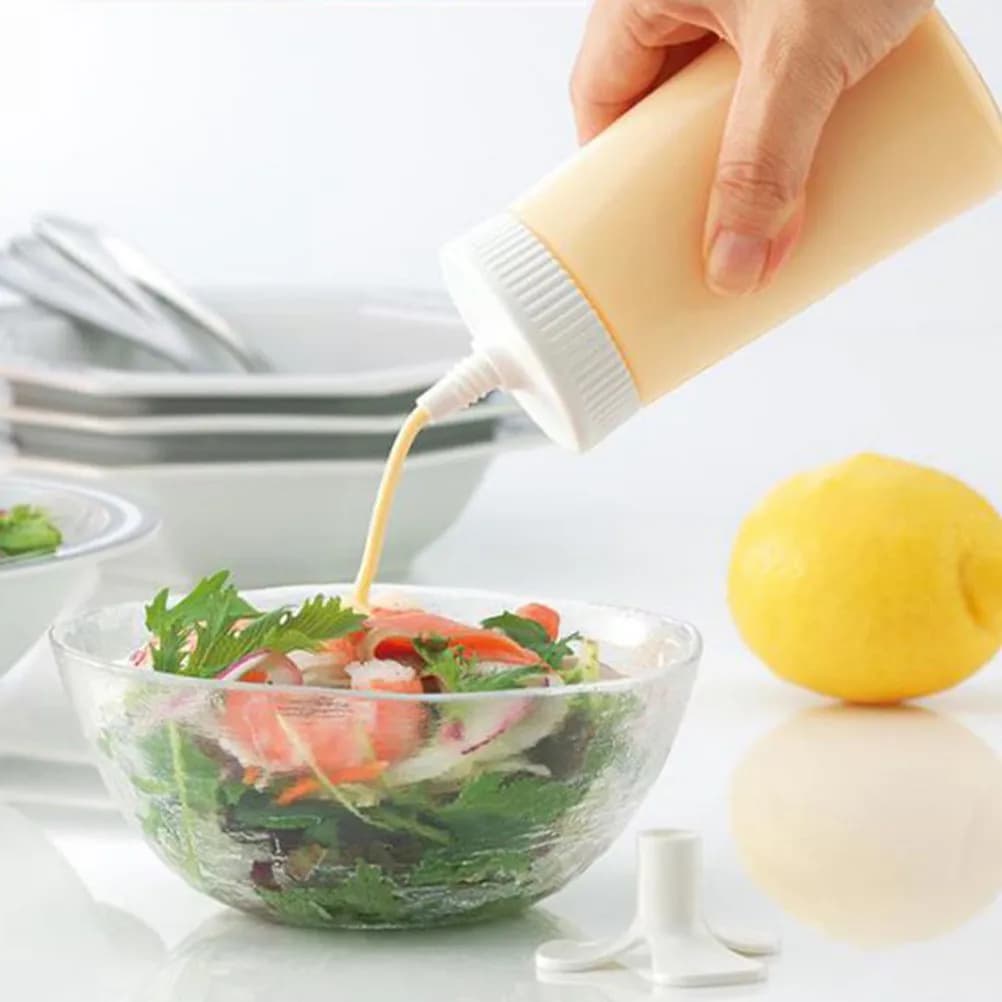 Set di Bottiglie Bianche Ricaricabili per Salse, Ketchup, Senape e Condimenti - Dispenser da Cucina per Salsa di Pomodoro e Condimenti Vari