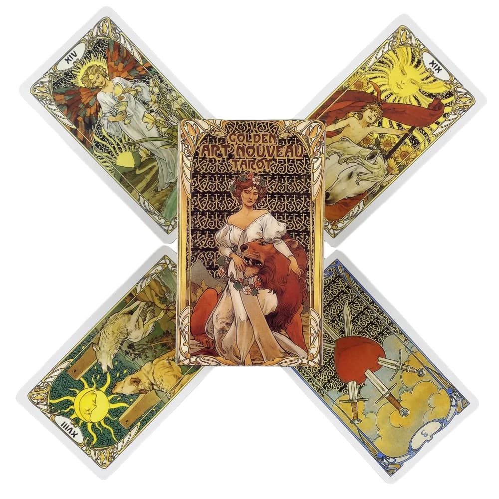 Carte dei tarocchi Golden Art Nouveau Un mazzo da 78 Oracle English Visions Divination Edition Borad Giocando a giochi