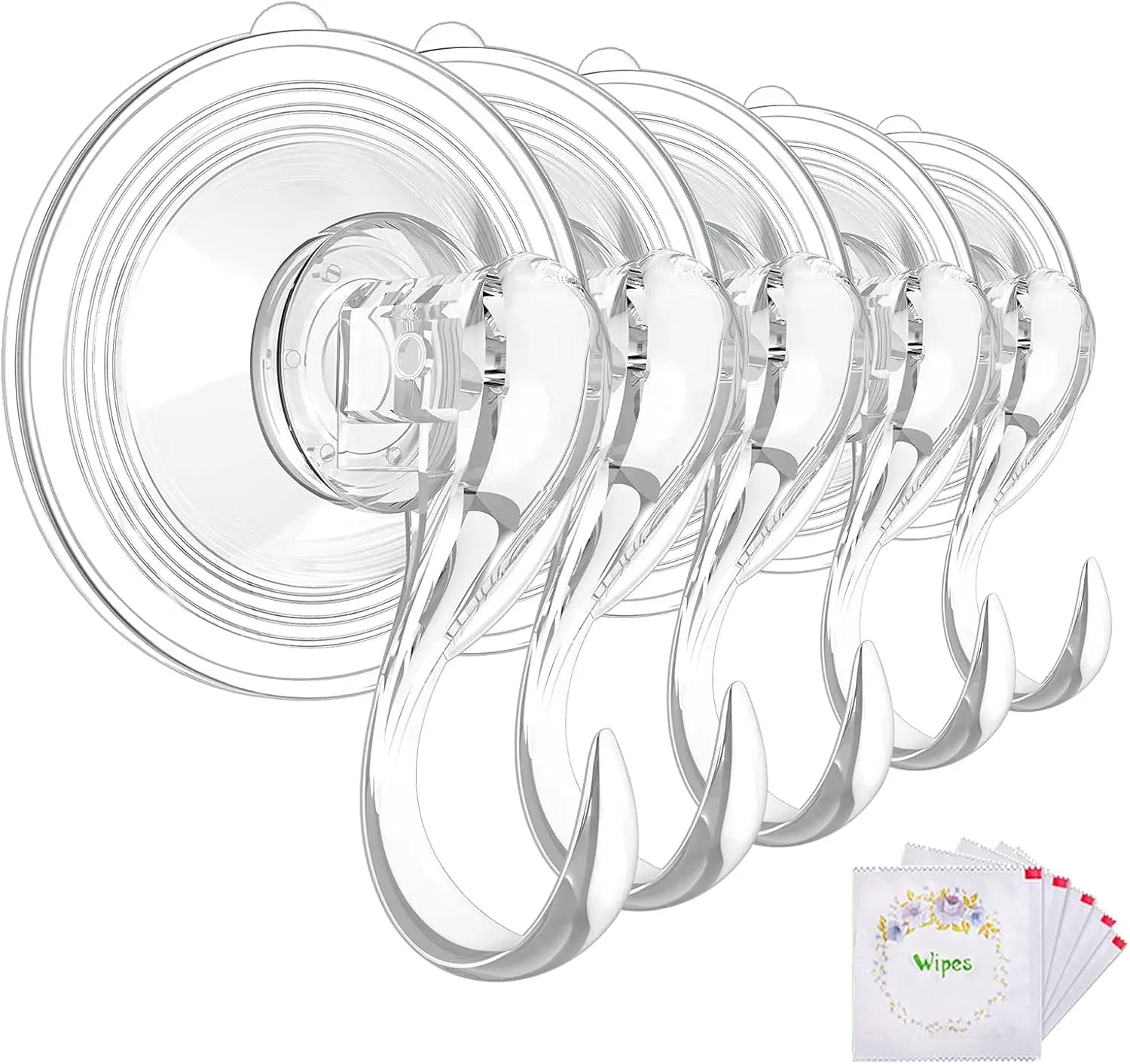 Ganci a ventosa resistenti, 5 pezzi, trasparenti, portano fino a 22 libbre, rimovibili e riutilizzabili per superfici lisce