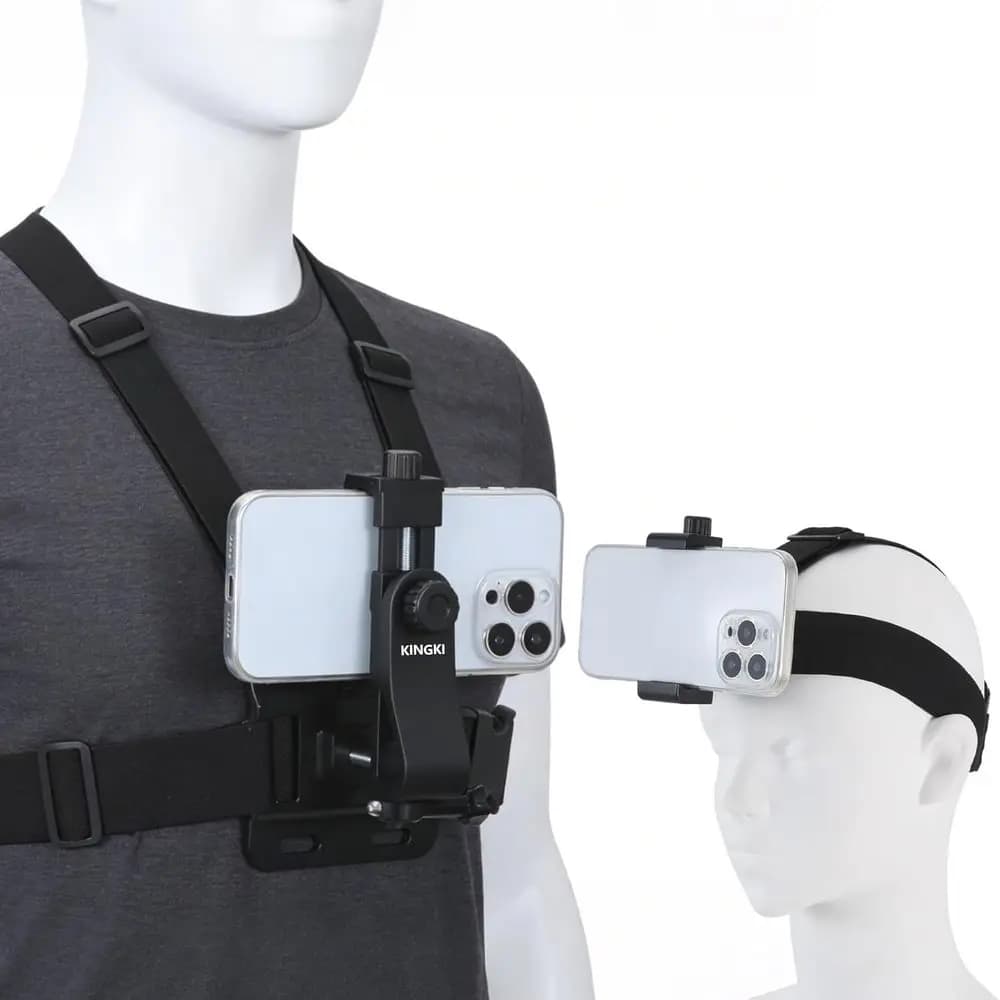 Kit di Montaggio con Fascia Toracica per POV/VLOG, Clip per Cellulare, Compatibile con Action Cam