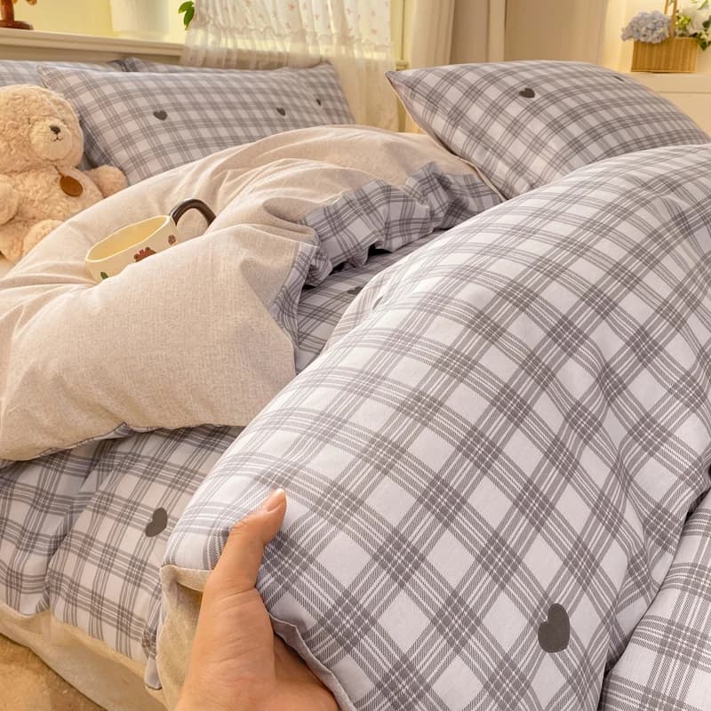 Copripiumino in cotone 100% a righe a quadretti funda nordica 150 cama Copripiumino singolo/Queen/King Size copripiumino matrimoniale
