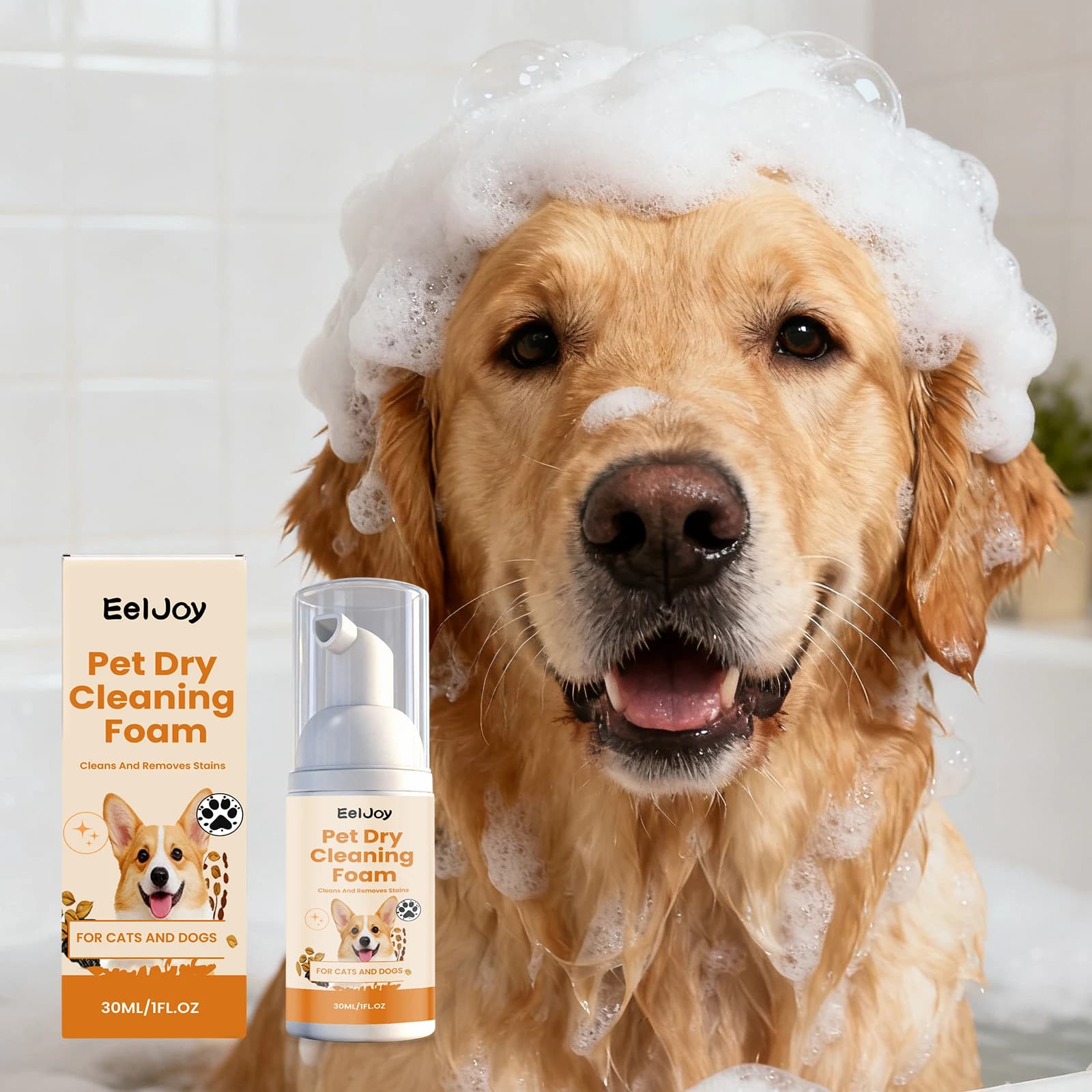 Mousse detergente per cani e gatti, shampoo a secco senza risciacquo, olio di cocco, cura della pelle, deodorante, idratante, schiuma per bagno rapido, detergente per animali domestici