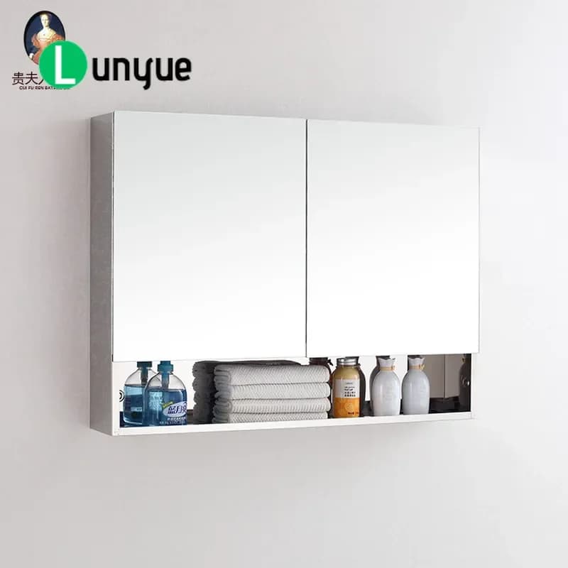 Wall Mounted Stainless Steel Mirror Cabinet Thickened Modern Simple Bathroom Storage Cabinet for Home Hotel Durable Rustproof
