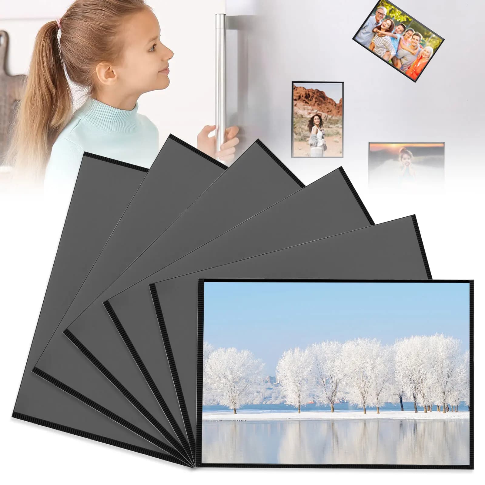 Cornici Magnetiche per Foto 6/10/20 Pezzi 4"X6", 5"X7", 8.5"X11", Porta Cartoline Magnetico, Decorazione