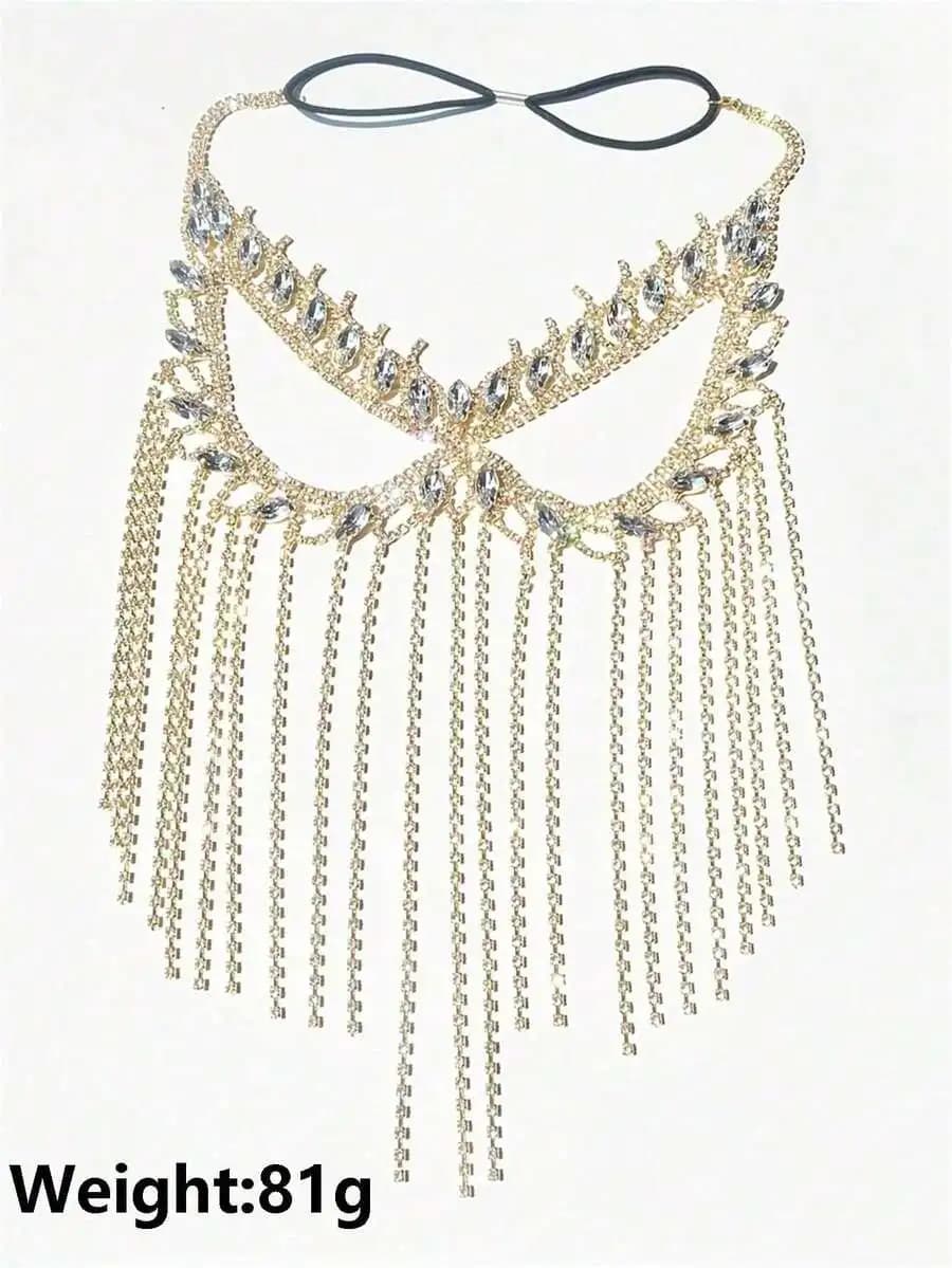 SGIAWETA-1pc Sparkly Rhinestone Mask With Tassels, Personalized Jewellery Face Decoration For Party Masquerade Ball-birthdaygift