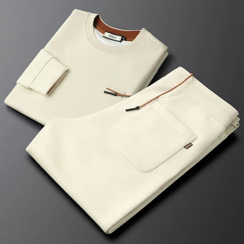 Light Luxury Minimalist Style Casual Sports Suit Winter Slim and Versatile Sweatshirt and Sweatpants Two-Piece Thick Style