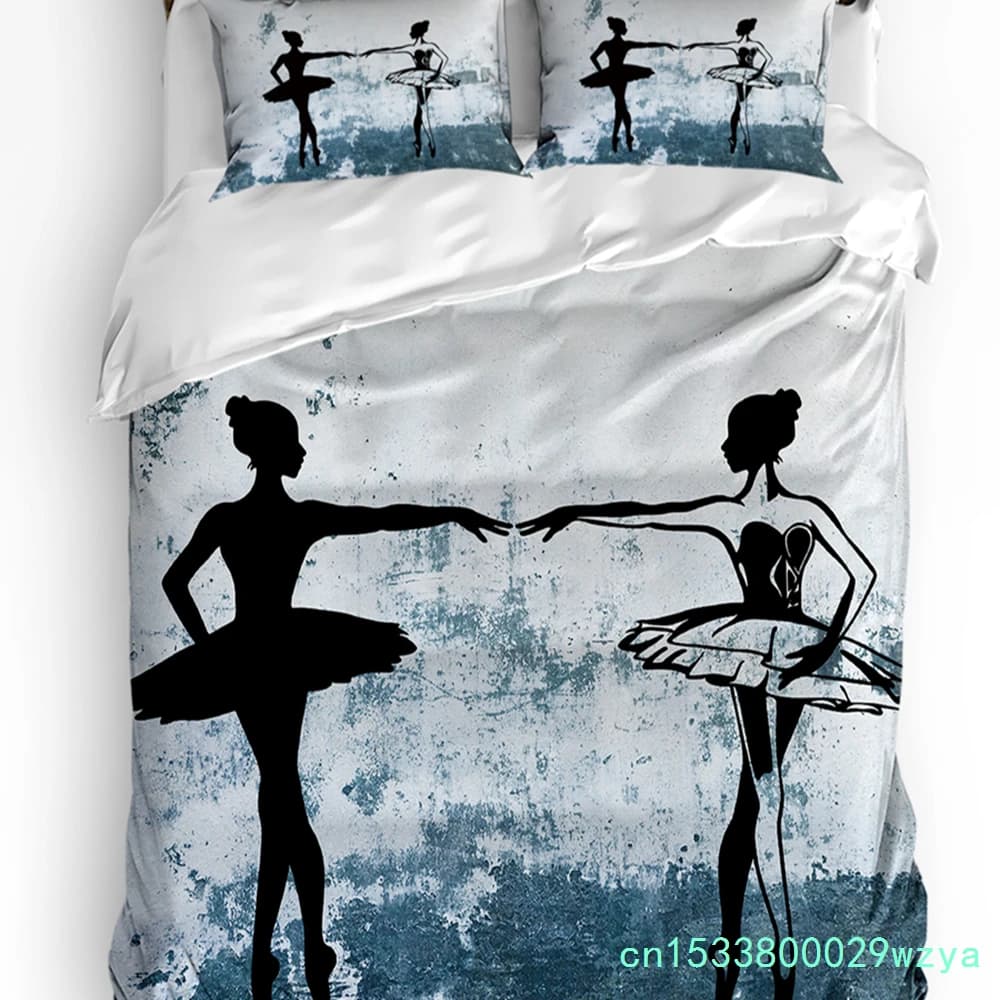 Girl Ballet Dancer Wall Duvet Cover With Pillow Case Custom 3pcs Bedding Set Quilt Cover Double Bed Home Textile