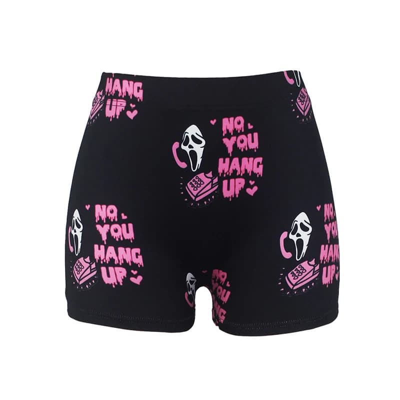 Pantaloni da notte da donna Boxer Pantaloncini Pigiama Nero SML Casual Sport Fitness Cartoon Halloween Stampa Morbido Traspirante Comodo