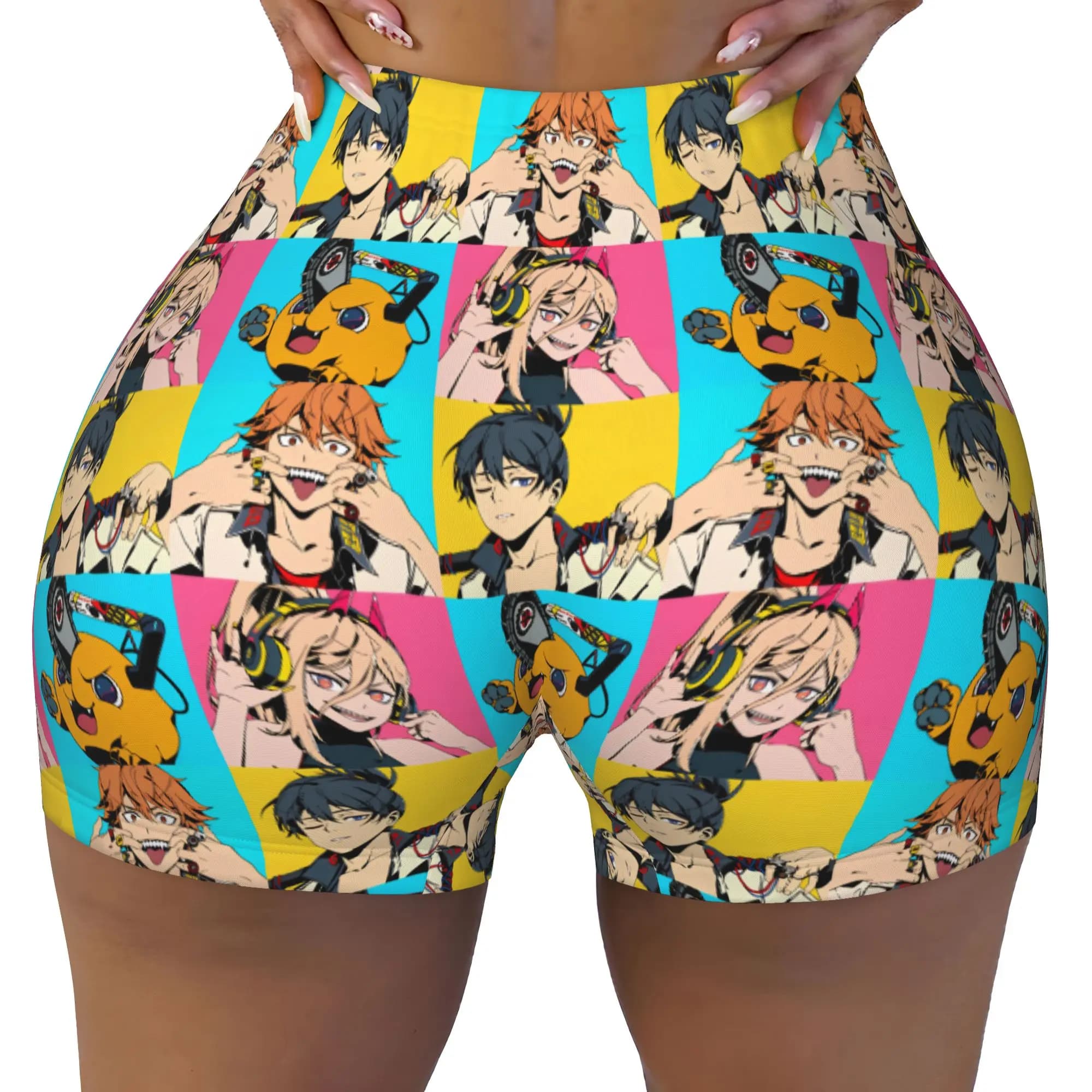 Women's Chainsaw Man Aki Hayakawa Workout Yoga Shorts Power Denji Pochita Gym Athletic Volleyball Biker Shorts