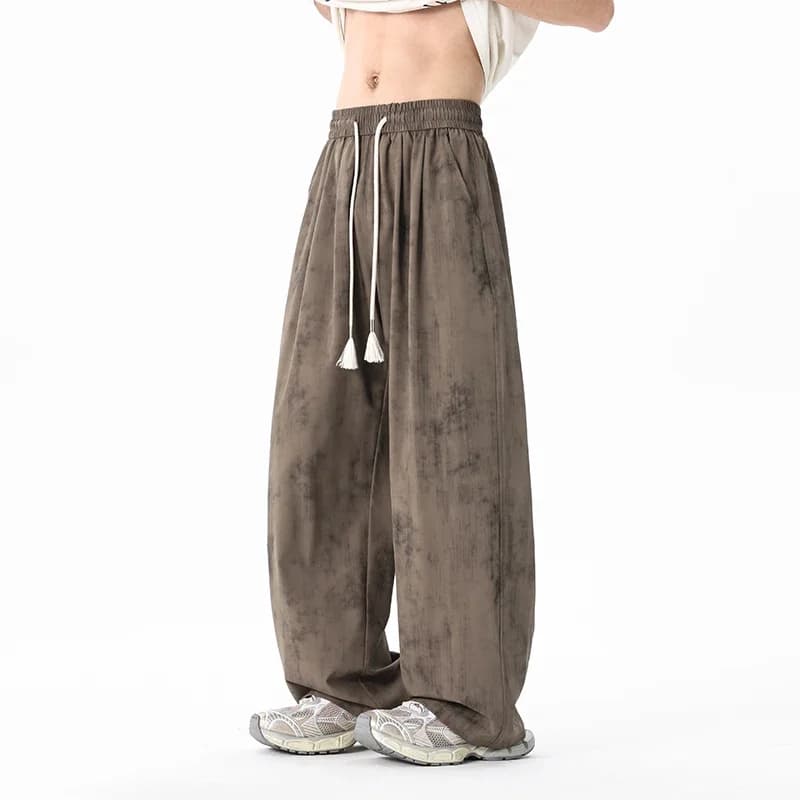 Men's Fashionable Trendy Comfortable Loose Printed Pants for Outdoor Sports Leisure Sweat Absorbing Quick Drying Ice Silk Pants