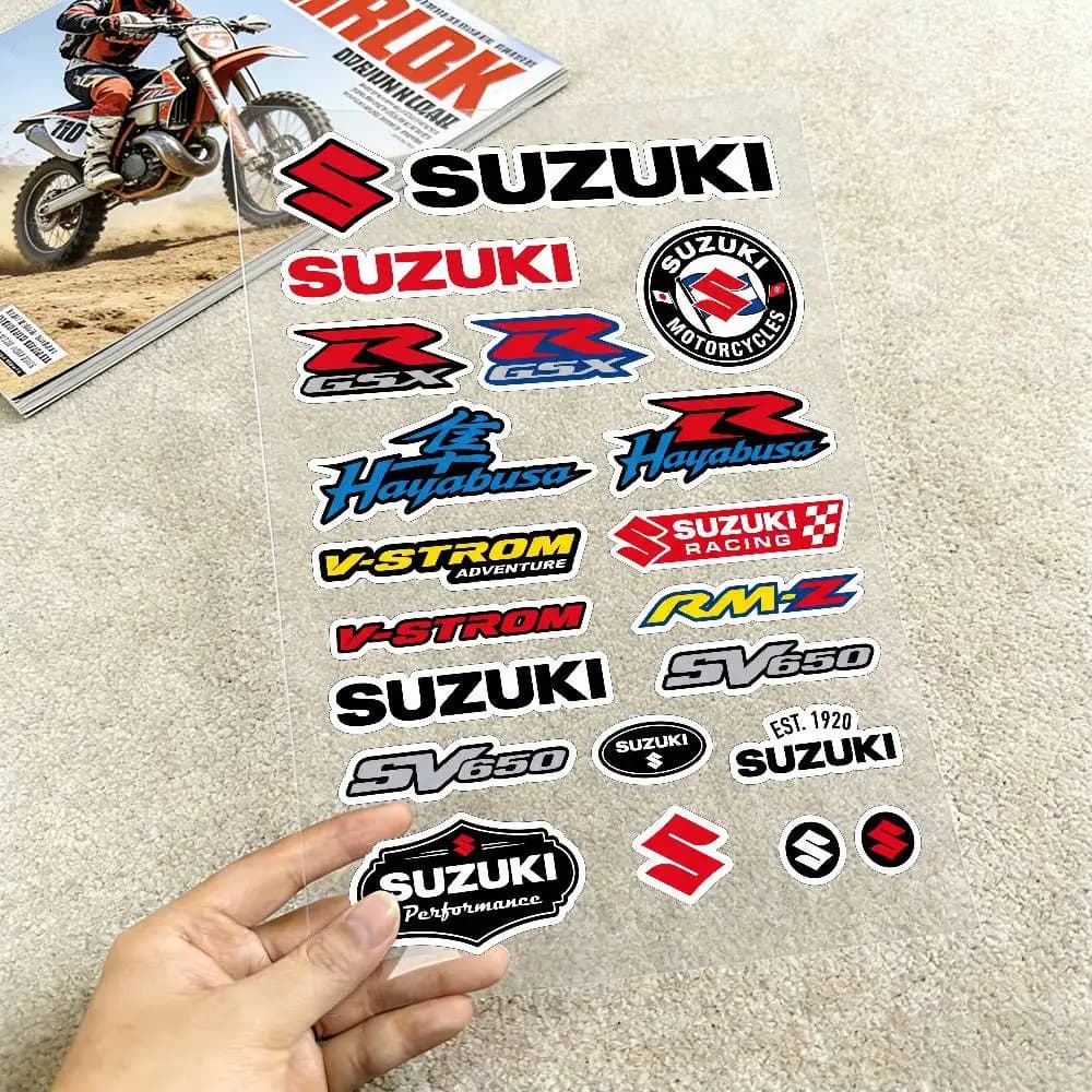 Adesivi Riflettenti per Moto SUZUKI, Decalcomanie in Vinile Impermeabili per Casco, Serbatoio e Bicicletta