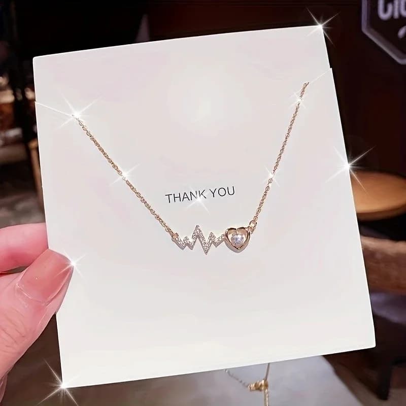 Collana di Lusso con Ciondolo a Cuore in Acciaio Inossidabile, Gioiello con Zirconi Sintetici per Uomo e Donna, Idea Regalo