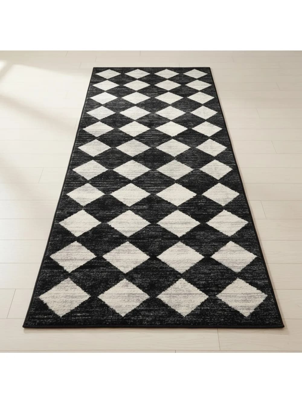 Tappeto runner a quadretti nero 2x8 - Tappeto interno lavabile antiscivolo per ingresso bagno corridoio cucina
