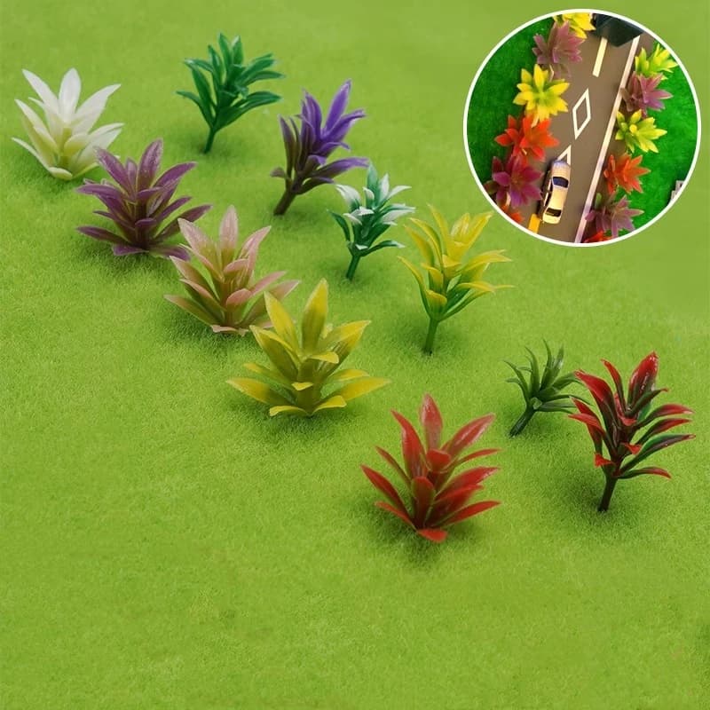 50 pcs mini plant models artificial flower grass tree DIY bush landscape garden decoration rain building scenery Decor Diorama