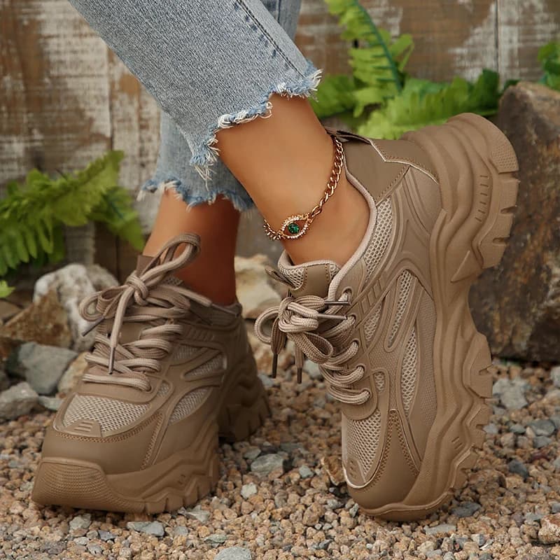 Retro Chunky Platform Sneakers for Women Spring Autumn Plus Size Breathable Sports Shoes Woman Thick Bottom Vulcanizd Shoes
