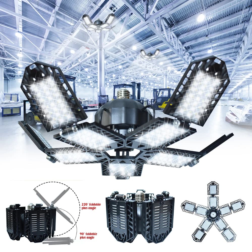 E27 LED Potente lampada da garage 180W Luci da lavoro Pieghevole 15000 LM Per la casa Soggiorno Magazzino Garage Soffitto Luce industriale