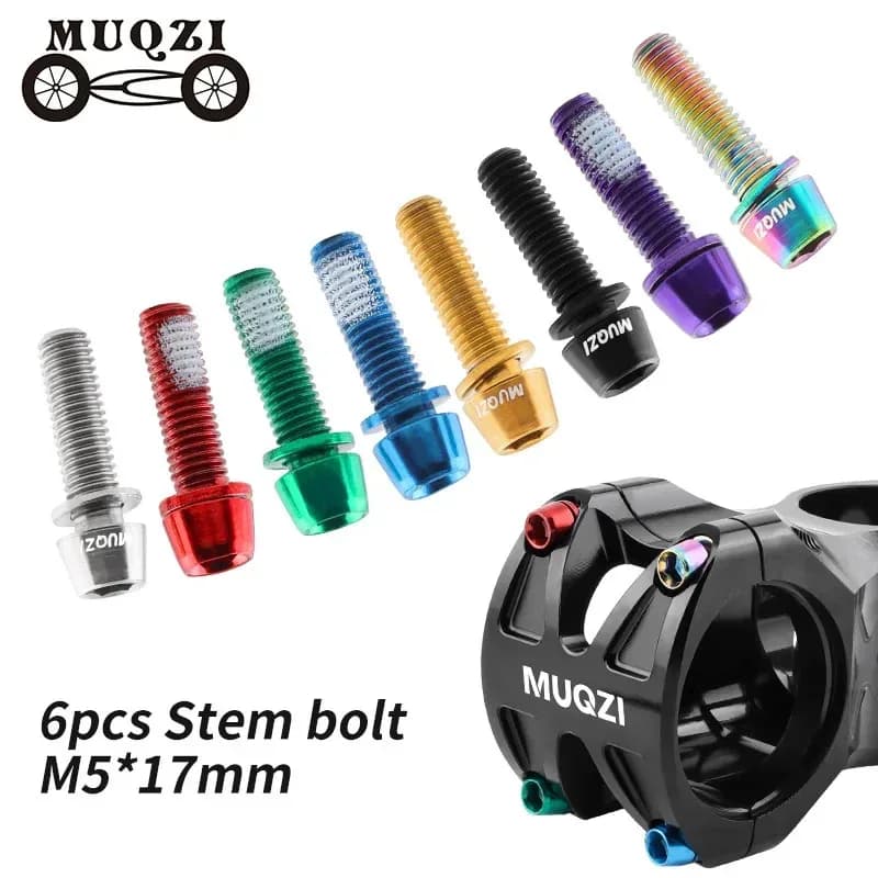 6PCS Bike Stem M5 Alloy Steel Bolts, Bicycle Stem Bolts Screws, M5*18mm Steel Bolts for Bicycle Updating