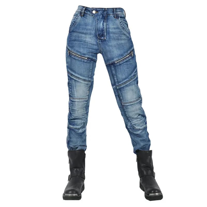 Pantaloni da Moto in Aramid con Ampia Protezione, Jeans Protettivi per Motociclismo, Touring, Pantaloni con Rinforzo al Ginocchio in Kevlar per Motocross
