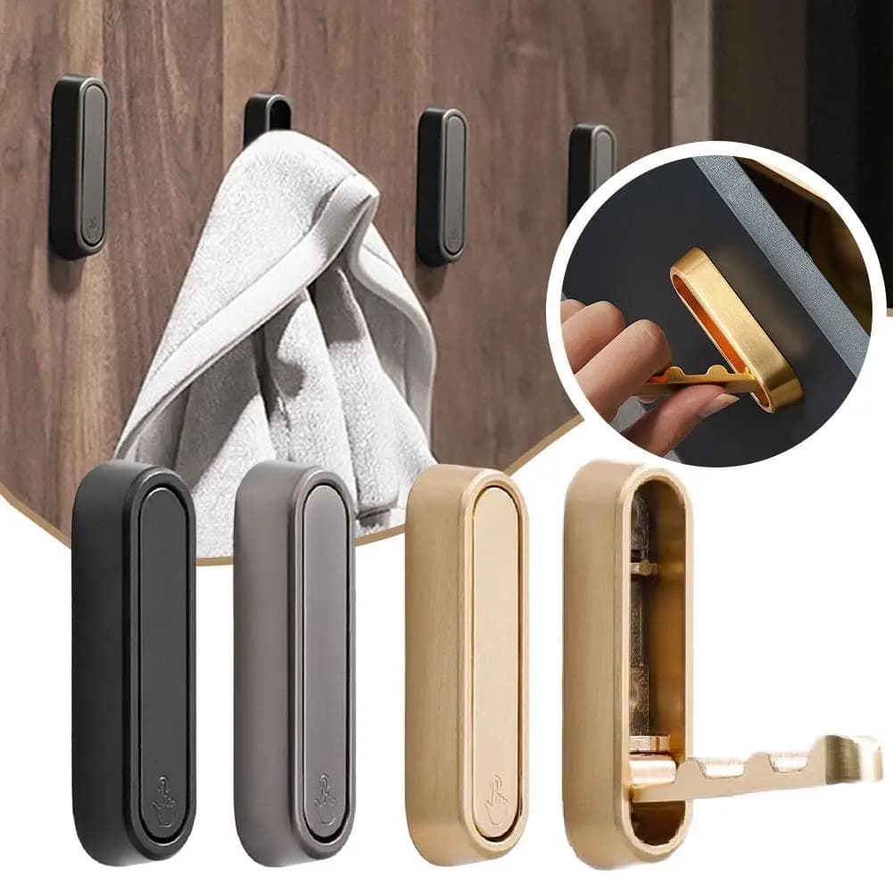 1pc Folding Wall Hook Hidden Robe Towel Coat Hook stainless steel Hook for Home Kitchen Bathroom Matte Black Towel Hanger