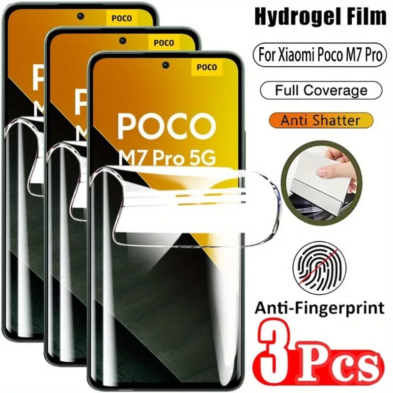 3 pezzi copertura completa pellicola idrogel morbida per Xiaomi Poco M7 Pro 5G protezione schermo a copertura totale per POCO M6 M4 M3 Pro M6 Plus pellicola