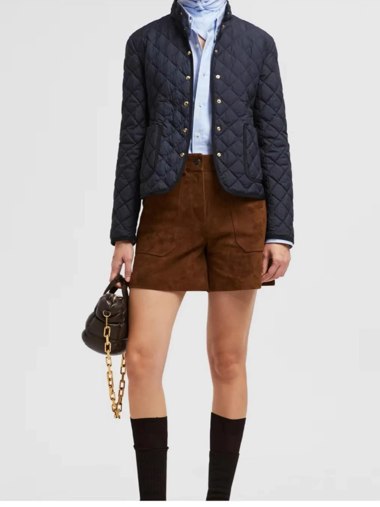 Giacca Puffer Corta Ultra-Sottile e Leggera con Collo Alto e Motivo a Rombi, Stile Cardigan Aperto, Cappotto Invernale alla Moda per Donna