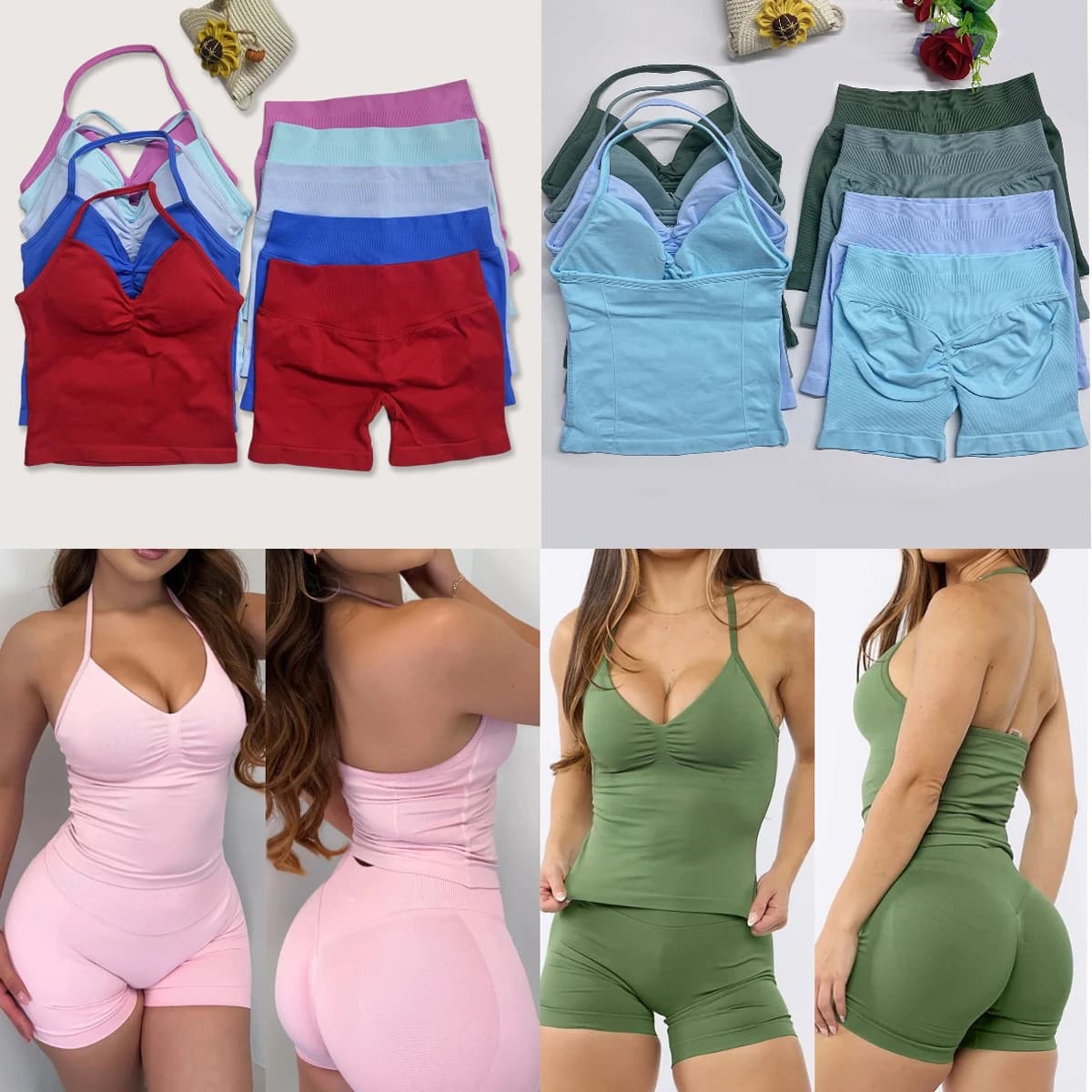 2 pezzi di abbigliamento yoga DF Impact Gym, top lungo con spalline, canotta da donna, pantaloncini senza cuciture, completo sportivo per allenamento e fitness.