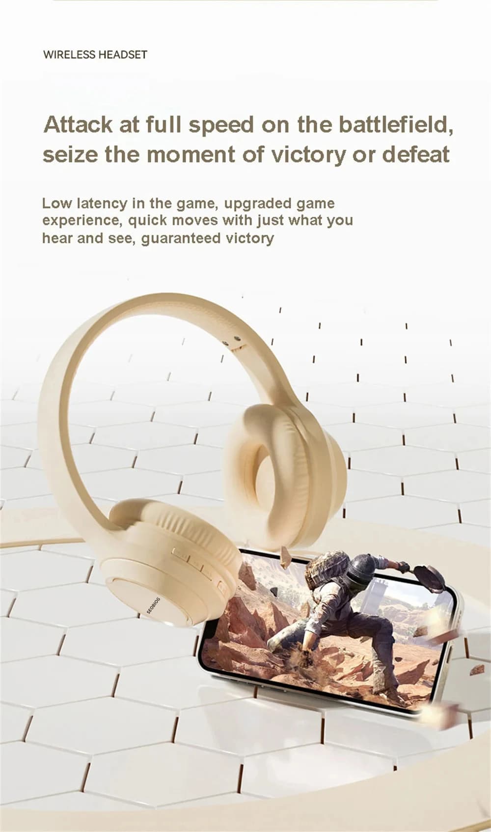 SEOBIOG Over Ear Headset Wireless Bluetooth Headphones Bluetooth5.3 Low Latency Gaming Wireless Earphones For Computer Equipment