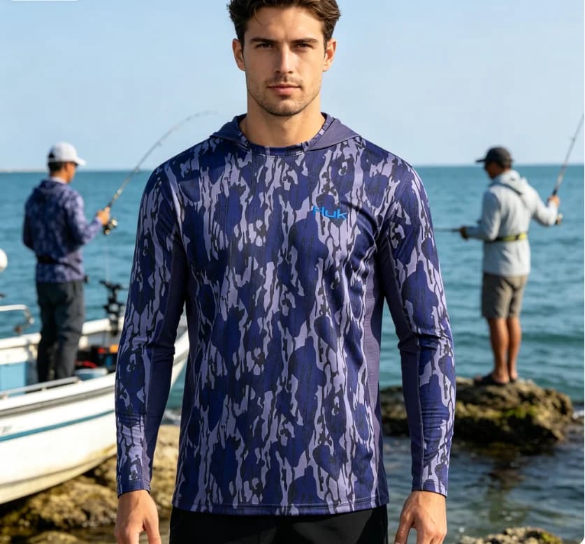 Nuova Felpa da Pesca HUK, Abbigliamento Estivo da Uomo a Maniche Lunghe, Protezione Solare Traspirante, Abbigliamento per la Pesca
