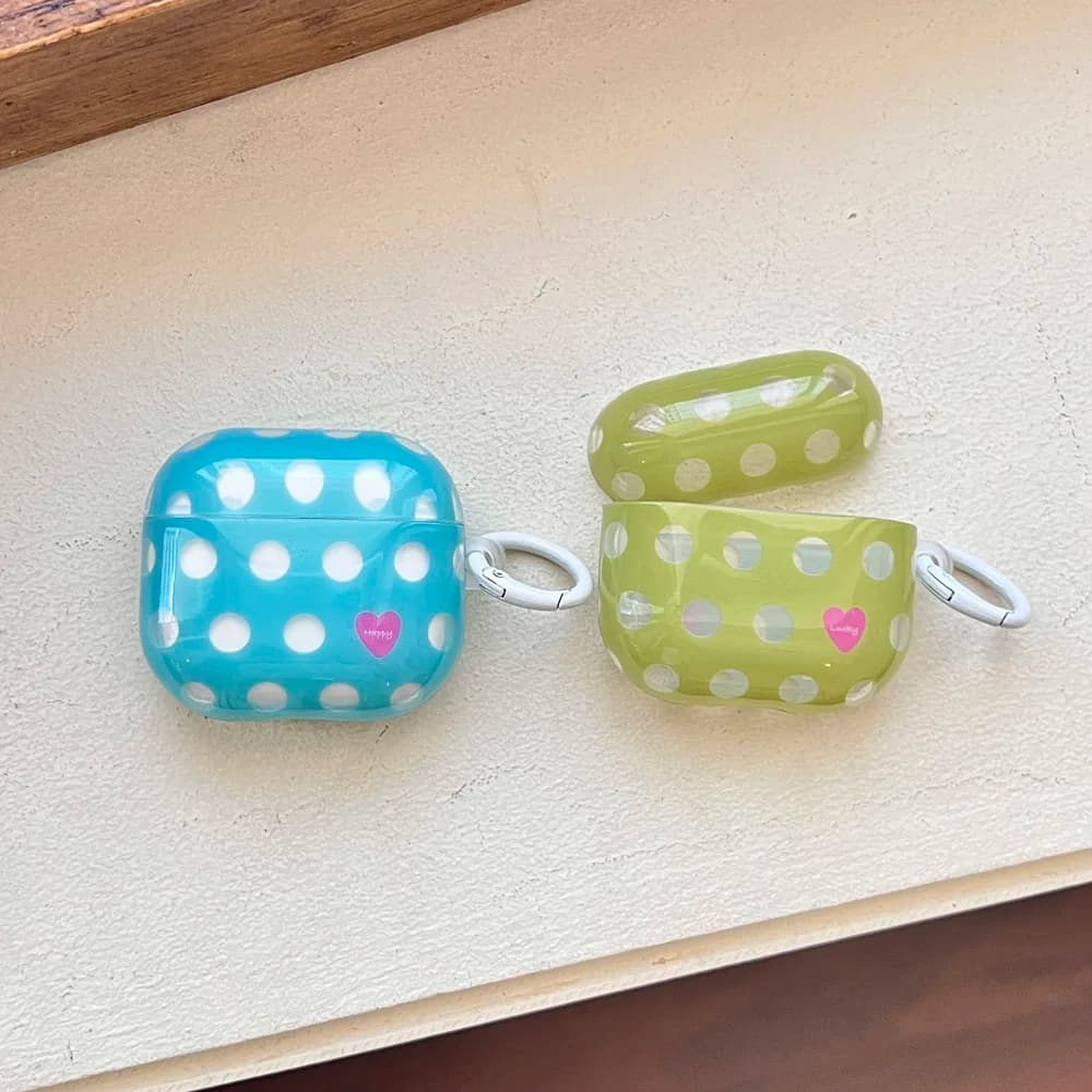 Hollow Polka Dots Blue Green Protective Case for AirPods Pro 2 3 Cover Earphone Case for AirPods 4 ANC Sleeve