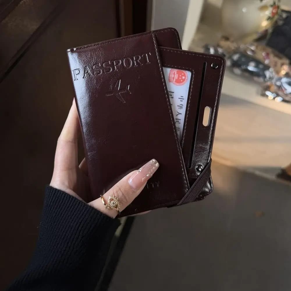 Portacarte Creativo in PU, Borsa Porta Passaporto, Portafoglio da Viaggio Multifunzionale, Custodia per Carte per Check-in Aereo, da Uomo
