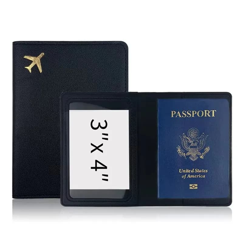 1 pezzo nuovo porta passaporto in pelle PU borsa per passaporto per aereo in oro copertura per accessori da viaggio con clip per passaporto da cucito portatile artigianale