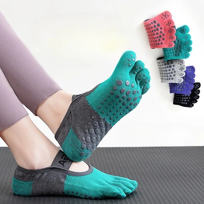 Calzini professionali antiscivolo a cinque dita per Pilates da donna – Calzini traspiranti per fitness e yoga per tutte le stagioni