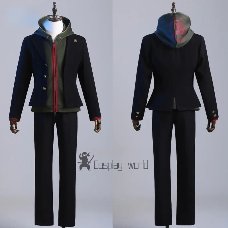 Danganronpa Makoto Naegi Costumes Cosplay Sweatshirt with daily hood Jacket Pants Full Set Soul Game Halloween Carnival Party Uniforms