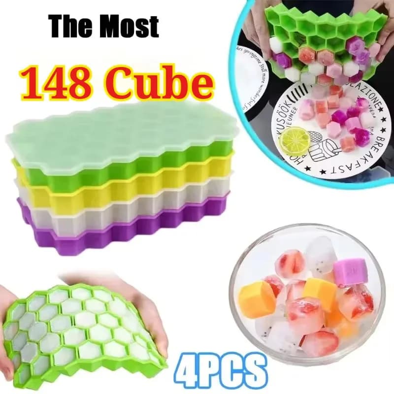 Vassoio per cubetti di ghiaccio da 1/2 pezzi per frigorifero con coperchio in silicone adatto per piccoli stampi per cubetti di ghiaccio, facile da rilasciare