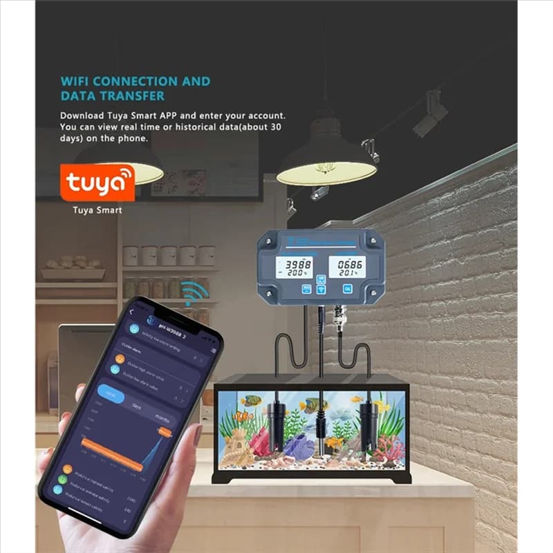 AB11 PH/EC/TDS/SALT/GS/Temperature Meter for APP Intelligent Online Remote Monitoring EU Plug