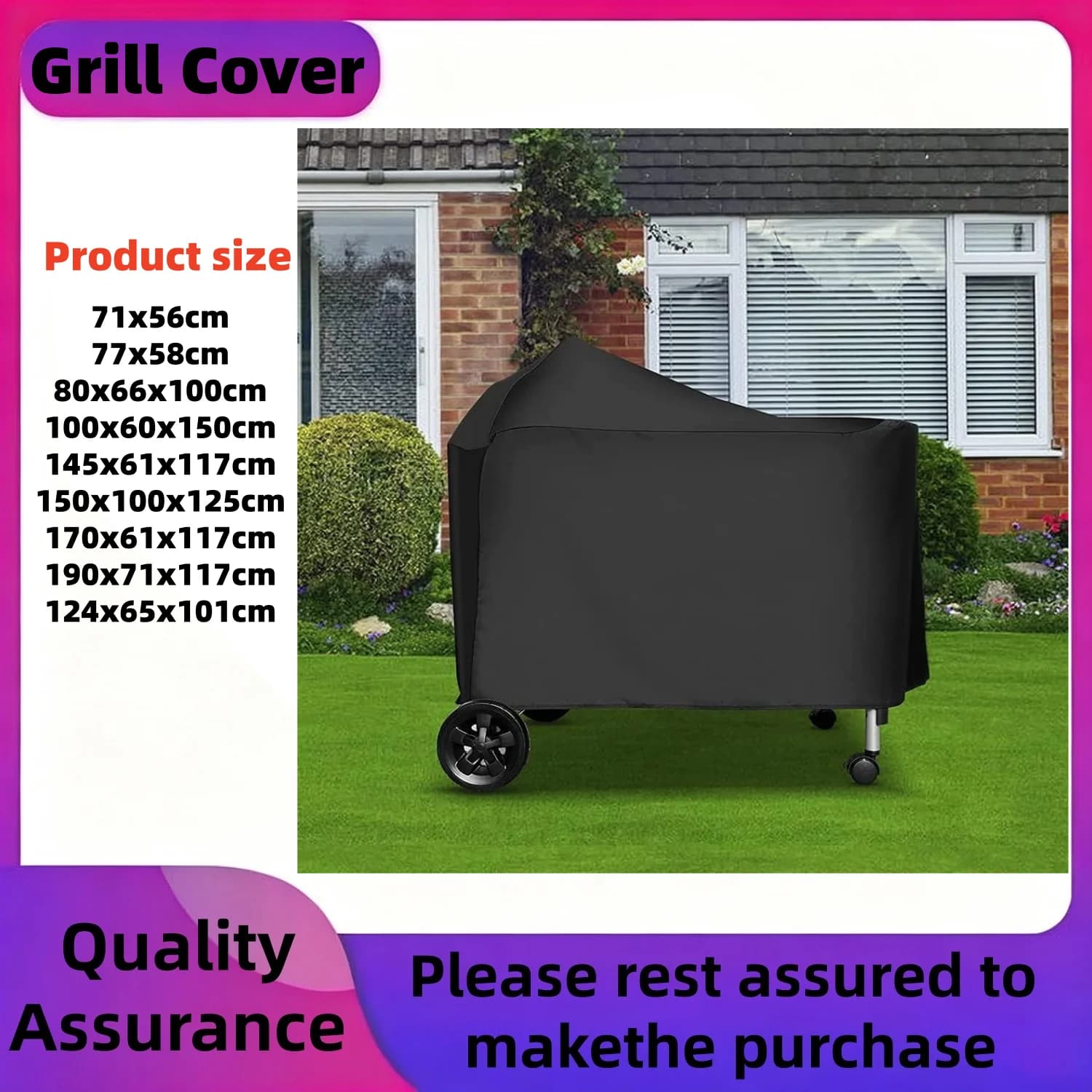 Grill Cover for Performer Premium & Deluxe, 22" – Black Durable Polyester Cover with Velcro Strap , Weber Charcoal Cover