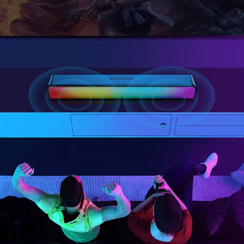 Altoparlante wireless RGB compatibile con Bluetooth, altoparlante da tavolo alimentato tramite USB, altoparlante per computer con subwoofer ad alto volume per PC portatile