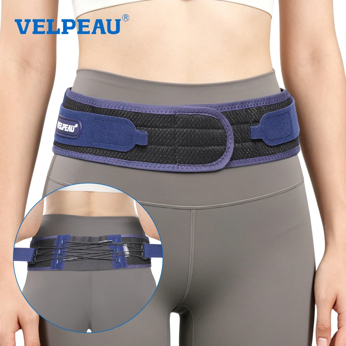 VELPEAU Cintura per l'articolazione sacroiliaca Si per uomo donna, cintura di supporto per bacino regolabile per sciatica, mal di schiena bassa e lombare